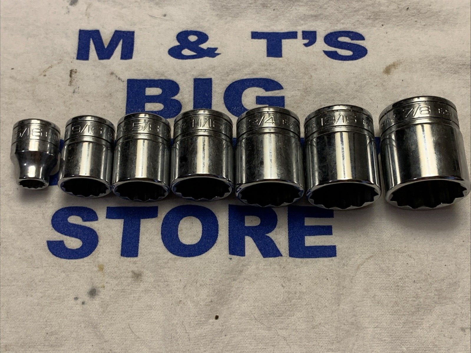 1996 Snap-on Tools USA 3/8″ Drive 12pt 7pc 5/16″-7/8″ Chrome Socket Set F Series