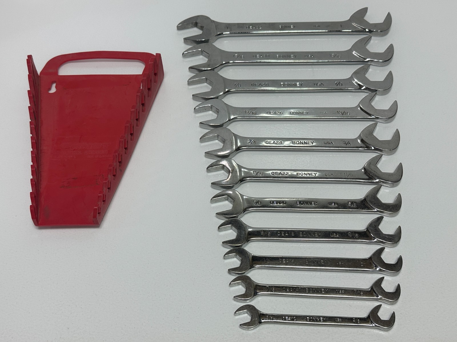 🇺🇸 Bonney Tools USA B80748 11pc SAE 3/8″-1″ Four Way Angle Open-End Wrench Set