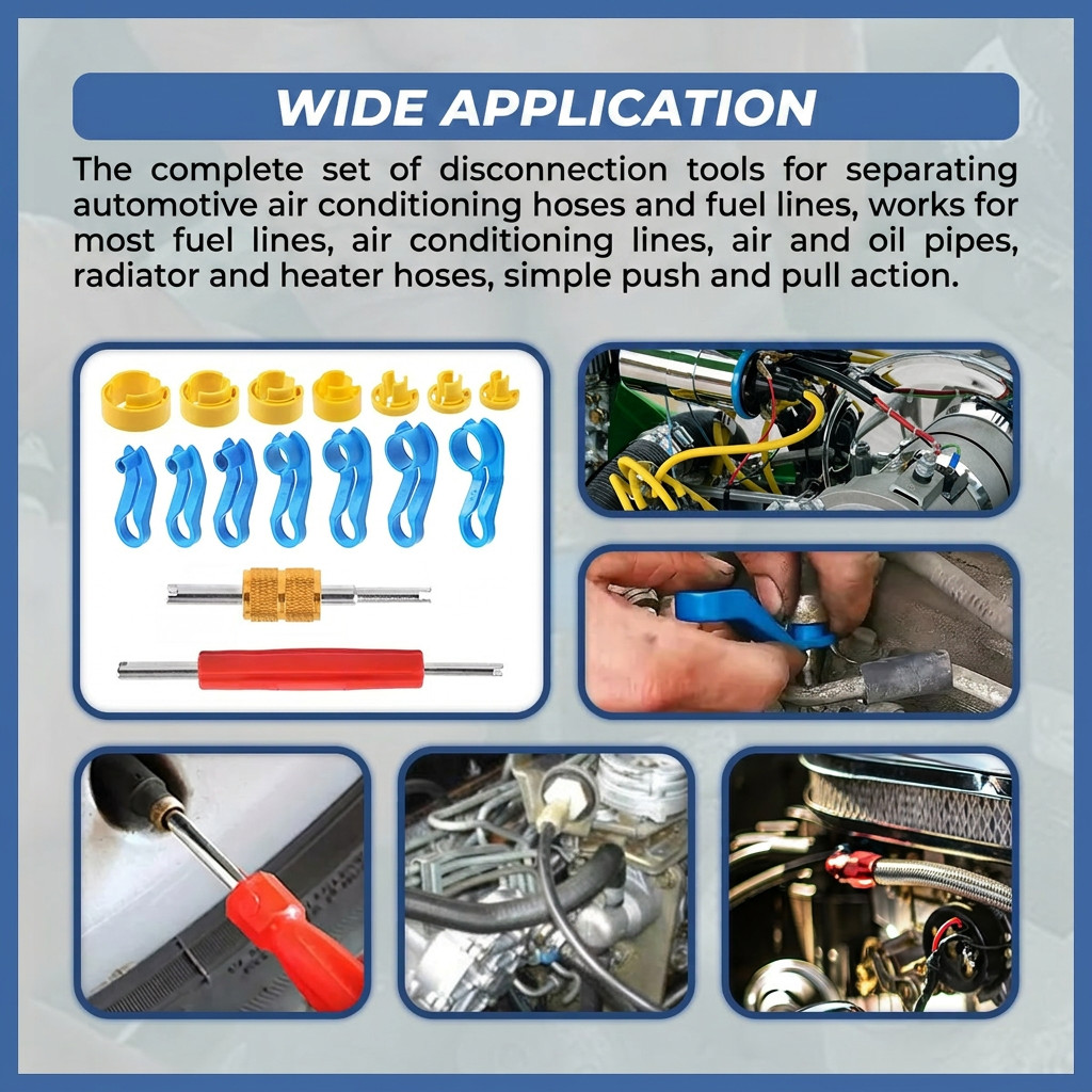 16PCS A/C Fuel Line Quick Disconnect Tool Kit Set 7 Size 1/4-7/8in Removal Tools