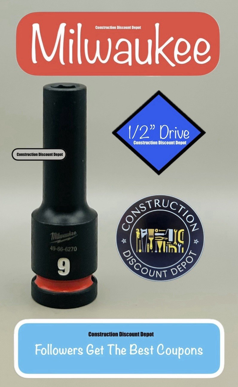 Milwaukee 49-66-6270 9MM Shockwave Impact Duty 1/2″ Drive Deep Socket 9 mm