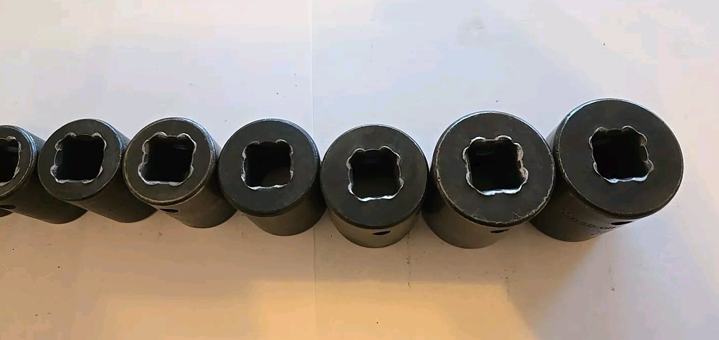 Snap On 1/2″ Drive 3/8″-1″ 6PT SAE Shallow Impact Sockets With Rack Lot Of 11