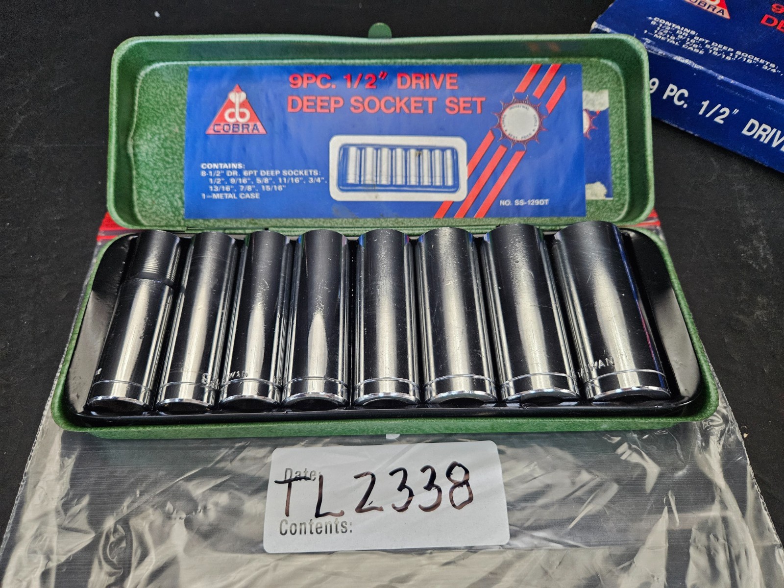 COBRA TOOLS #SS-129DT 9 PC DEEP SOCKET SET 1/2″ DRIVE 6 PT 1/2″-15/16″ W/CASE