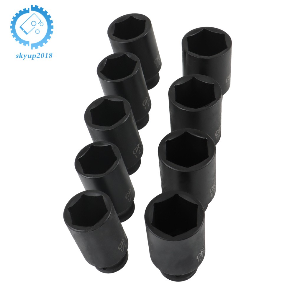 9Pcs 29mm-38mm Drive Metric Axle Hub Nut Socket Deep Impact Socket Tool Kit