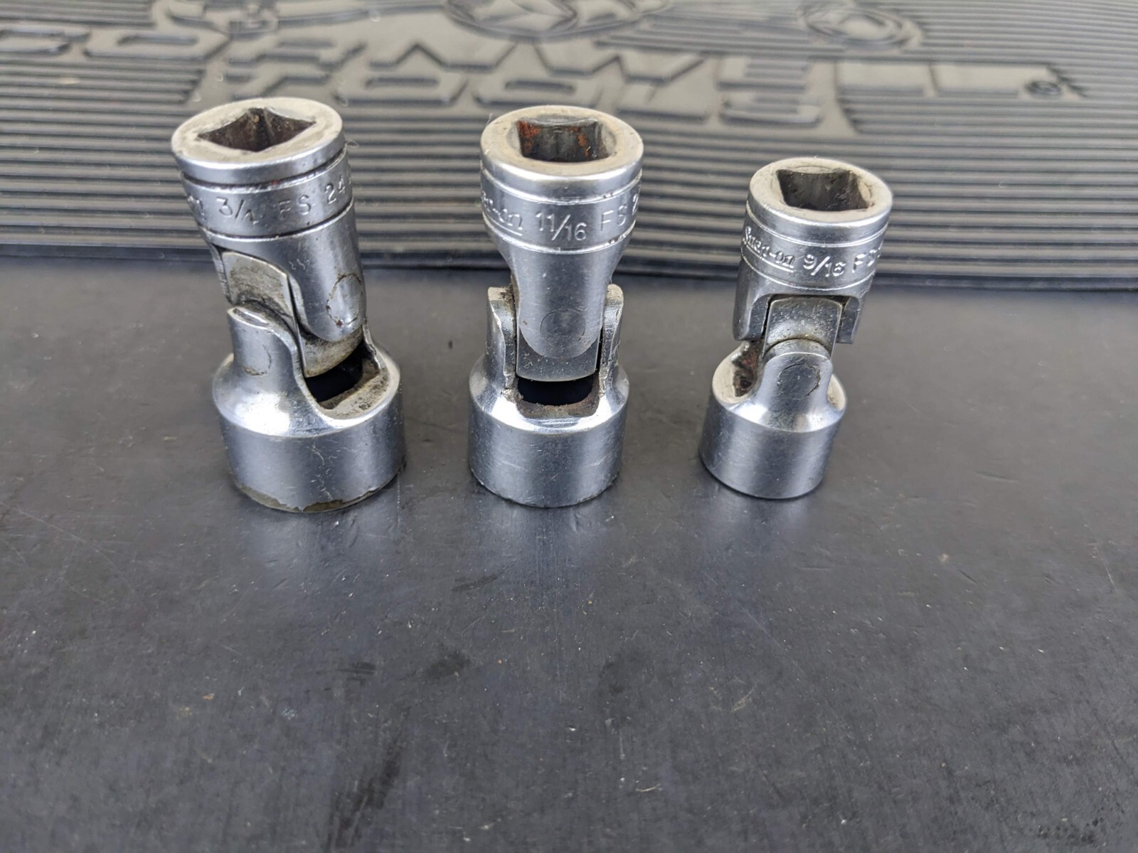 #ba511 Snap On Chrome 6PT Shallow Socket FS18 9/16 FS22 11/16 FS24 3/4