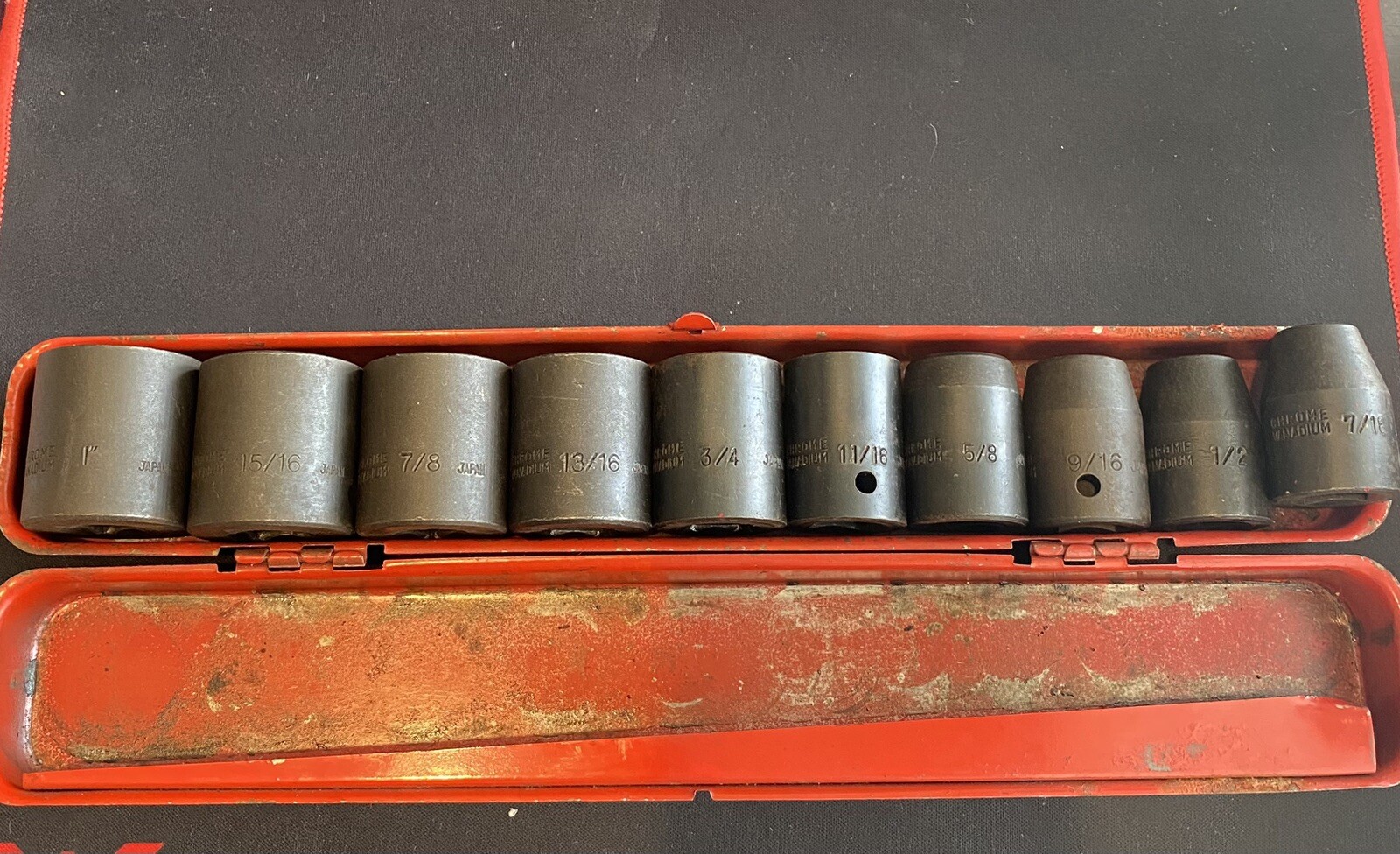 10 Piece – 6 Point 1/2″ Drive Shallow Impact Socket Set CR-V Japan 7/16 to 3/4″