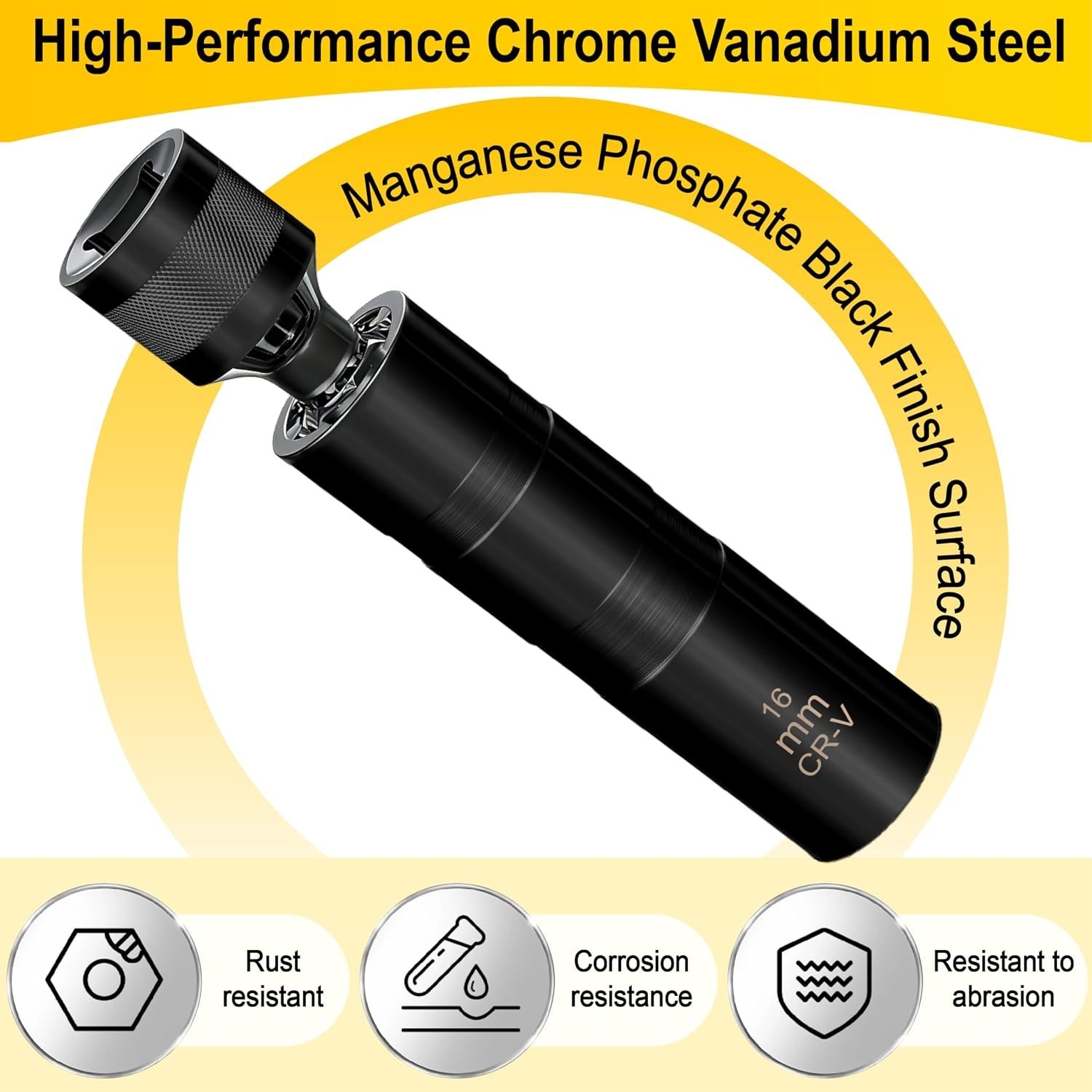Versatile 16mm Magnetic Spark Plug Socket – 360° Rotation for Easy Use