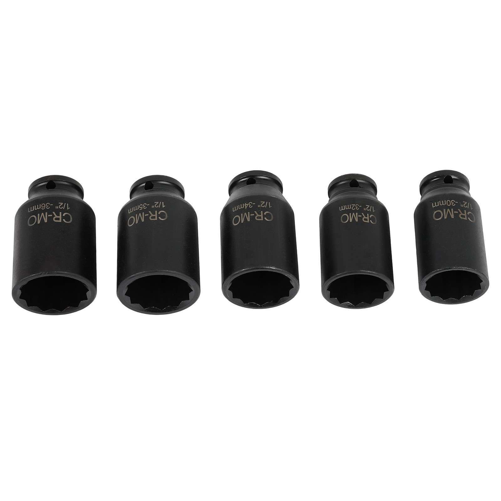 30MM 32MM 34MM 35MM 36MM 5X 1/2» DEEP SPINDLE AXLE NUT SOCKET SET OF12 POINT