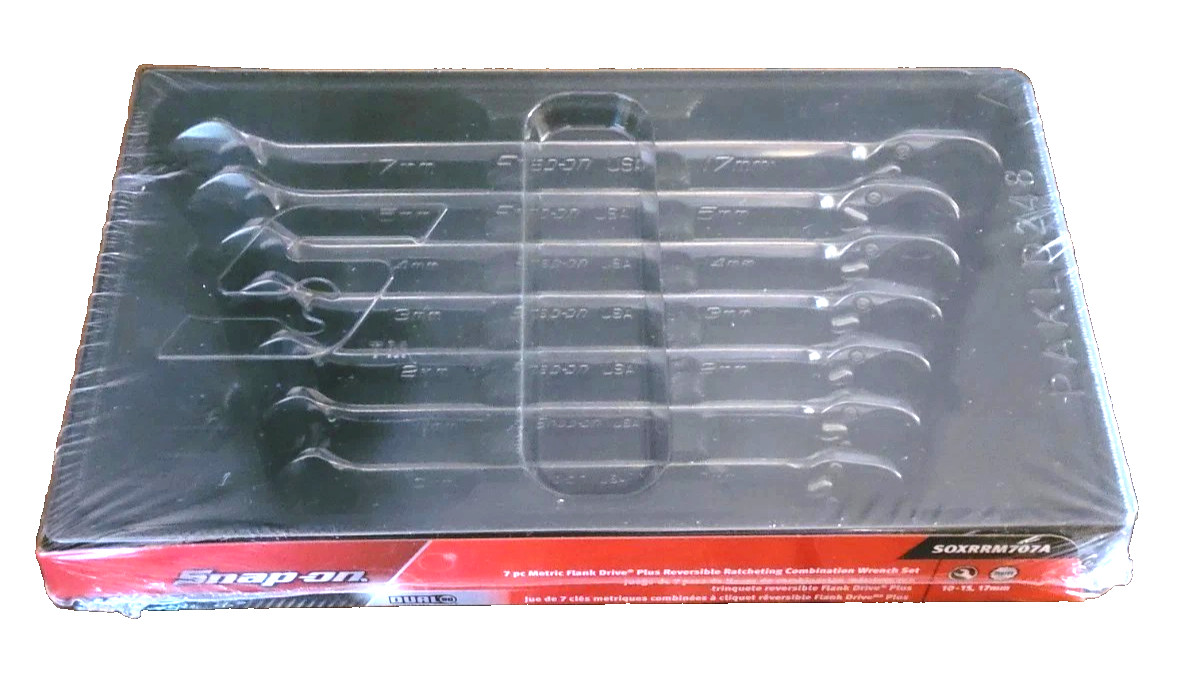 New Snap-on™ 10 – 15 + 17 mm 12-pt box Reversible Ratchet Wrench Set SOXRRM707