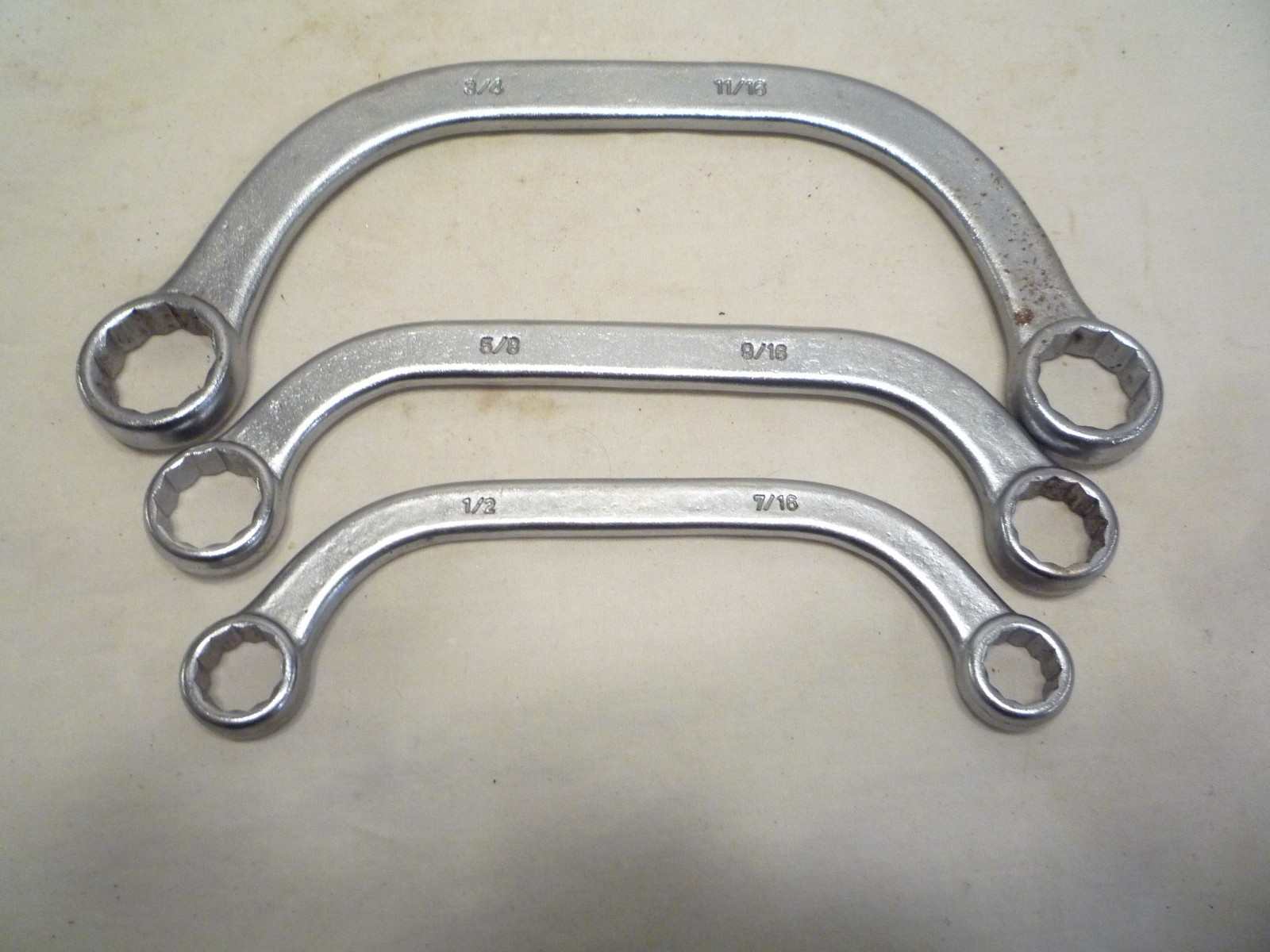 NICE – 3 pc Half Moon Curved Obstruction 12 pt Box Wrench set 7/16 -3/4”