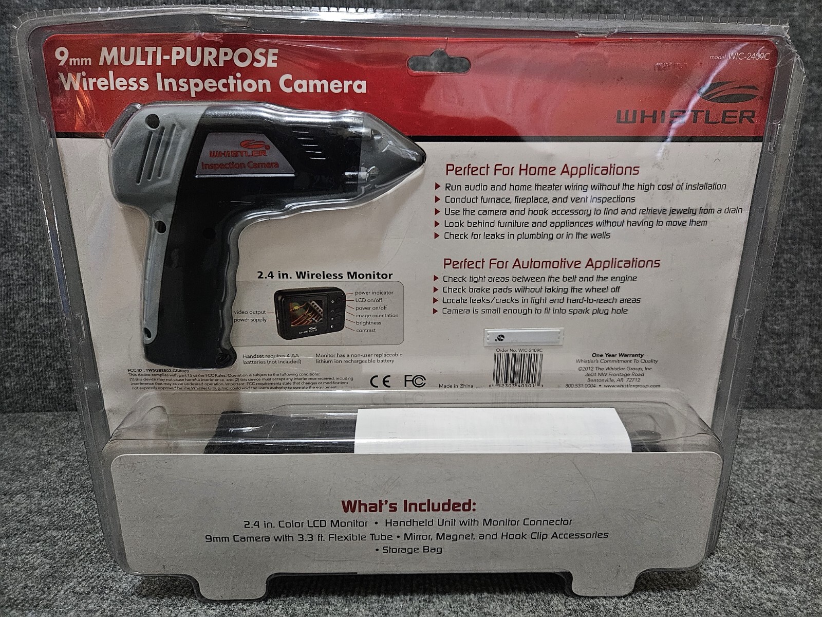 Whistler 9mm Multi-Purpose Wireless Inspection Camera with Monitor & Storage Bag