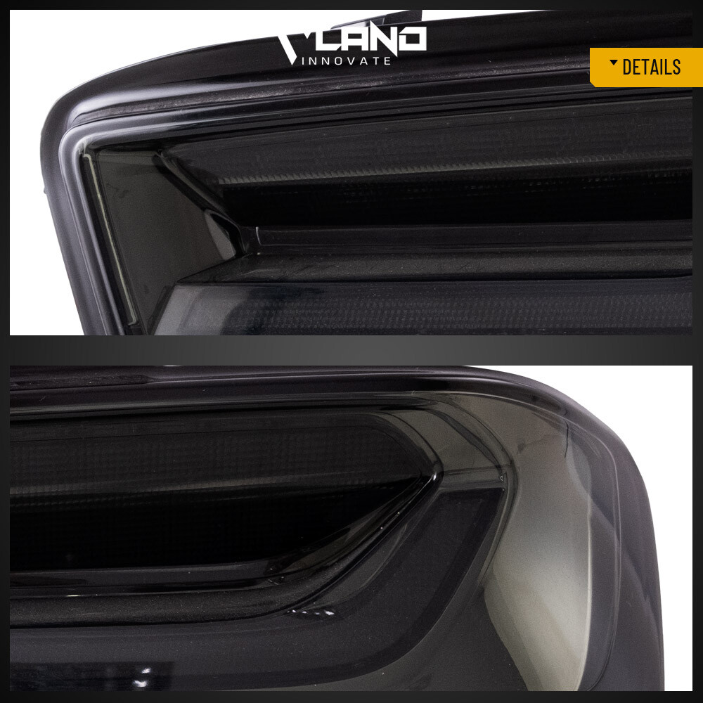 VLAND LED Tail Lights For Chevy Camaro 2016-2018 DRL FULL Smoke Red Signal Light