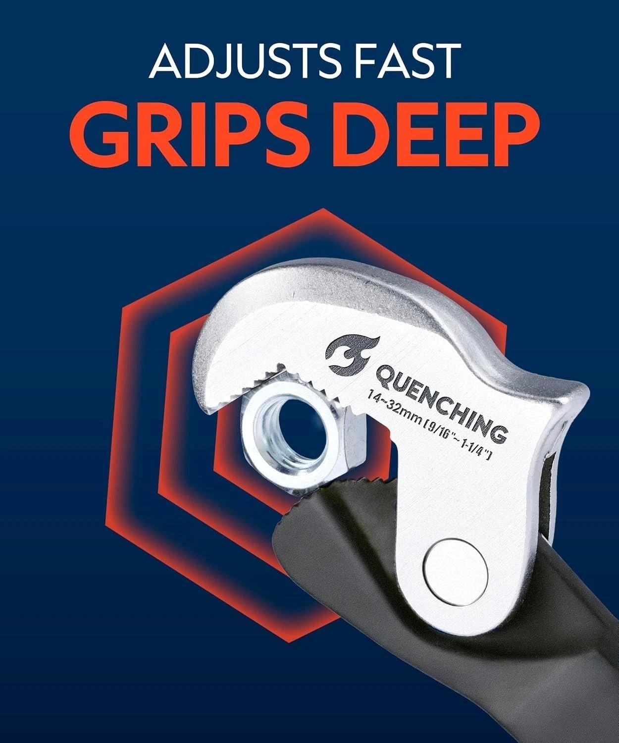 Versatile Crowfoot Wrench 9.5″: Auto Jaw 14-32mm, Rust Resistant Grip