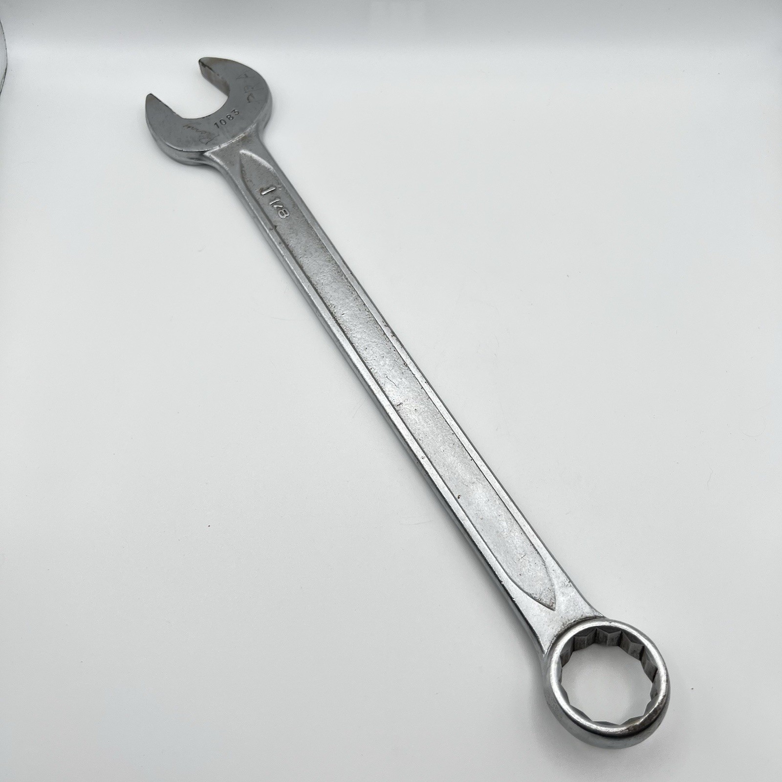 Indestro USA 1083 1-1/8” SAE 12 Point Combination Wrench Vintage Engravings