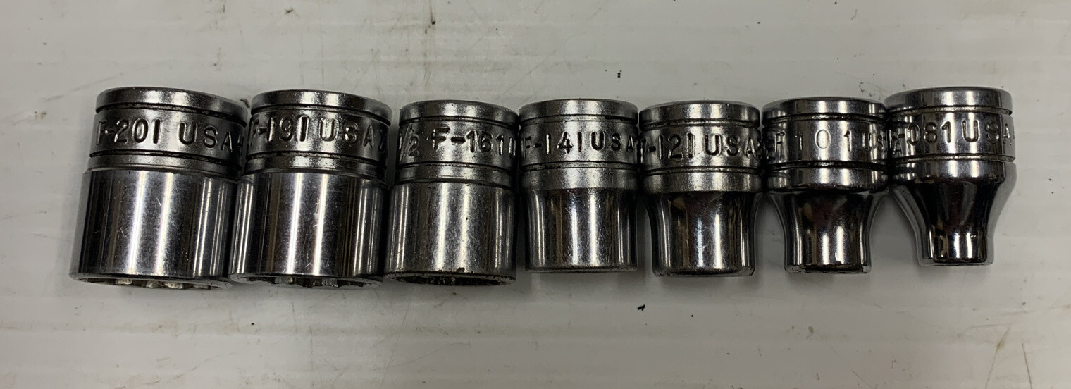 Snap-on USA 13 pc 3/8″ Drive SAE 12 Point Shallow Chrome Sockets F321-F081 U
