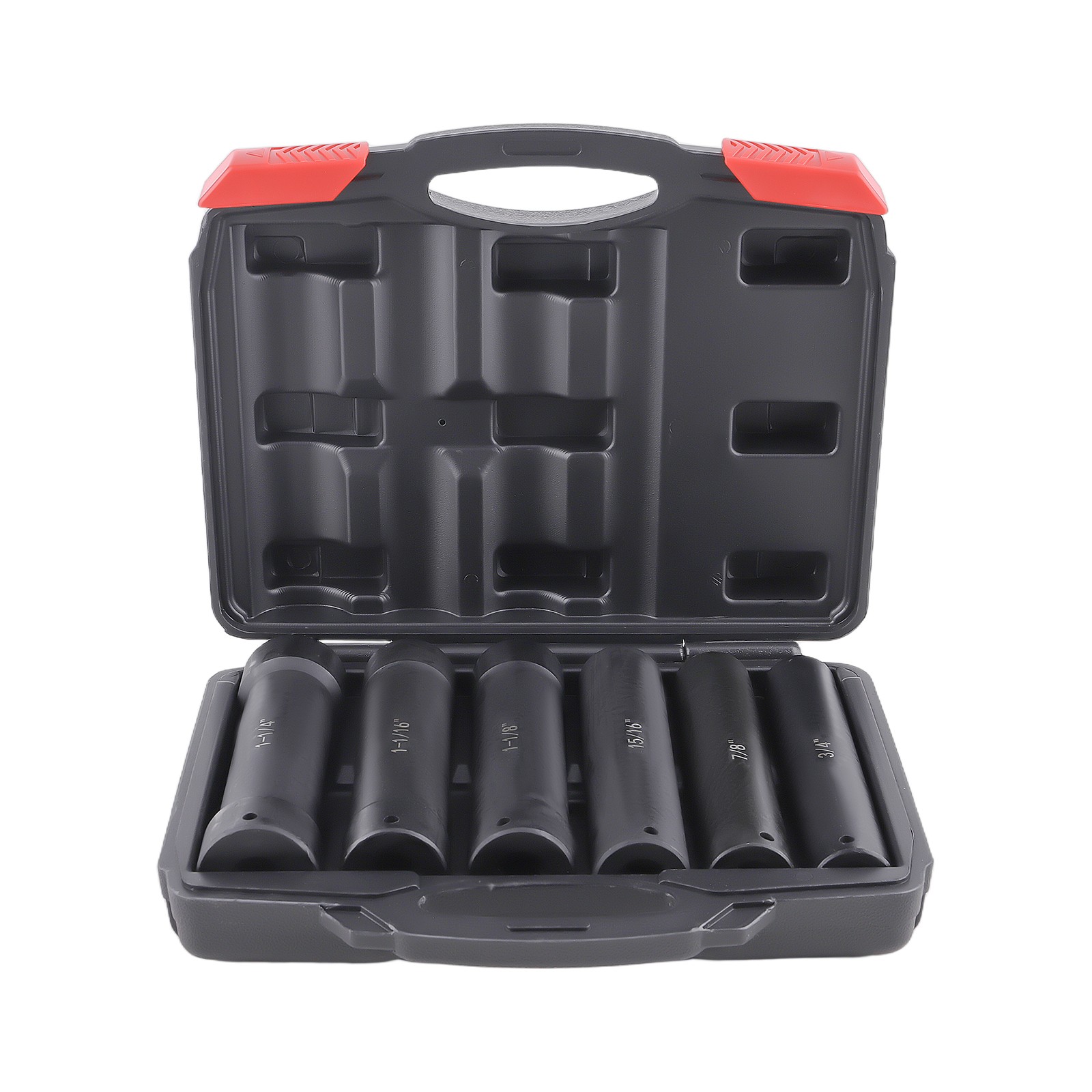 6* 1/2 Inch Drive Extended Length Impact Socket Set Heavy Duty W/ Storage Case