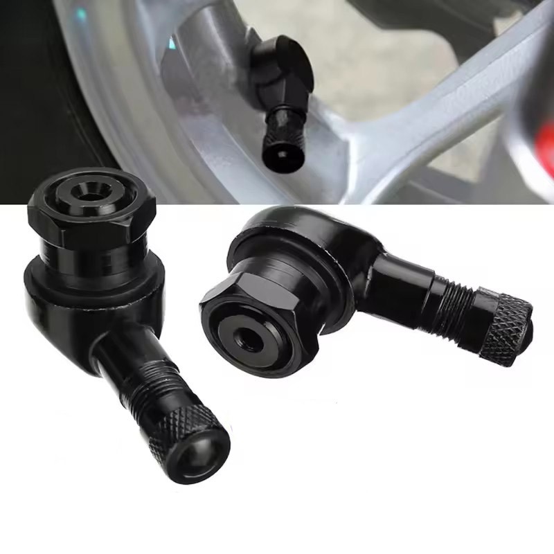2PC CNC Motorcycle 90 Degree Angle Wheel Tire Stem Tubeless Valve Aluminum Alloy