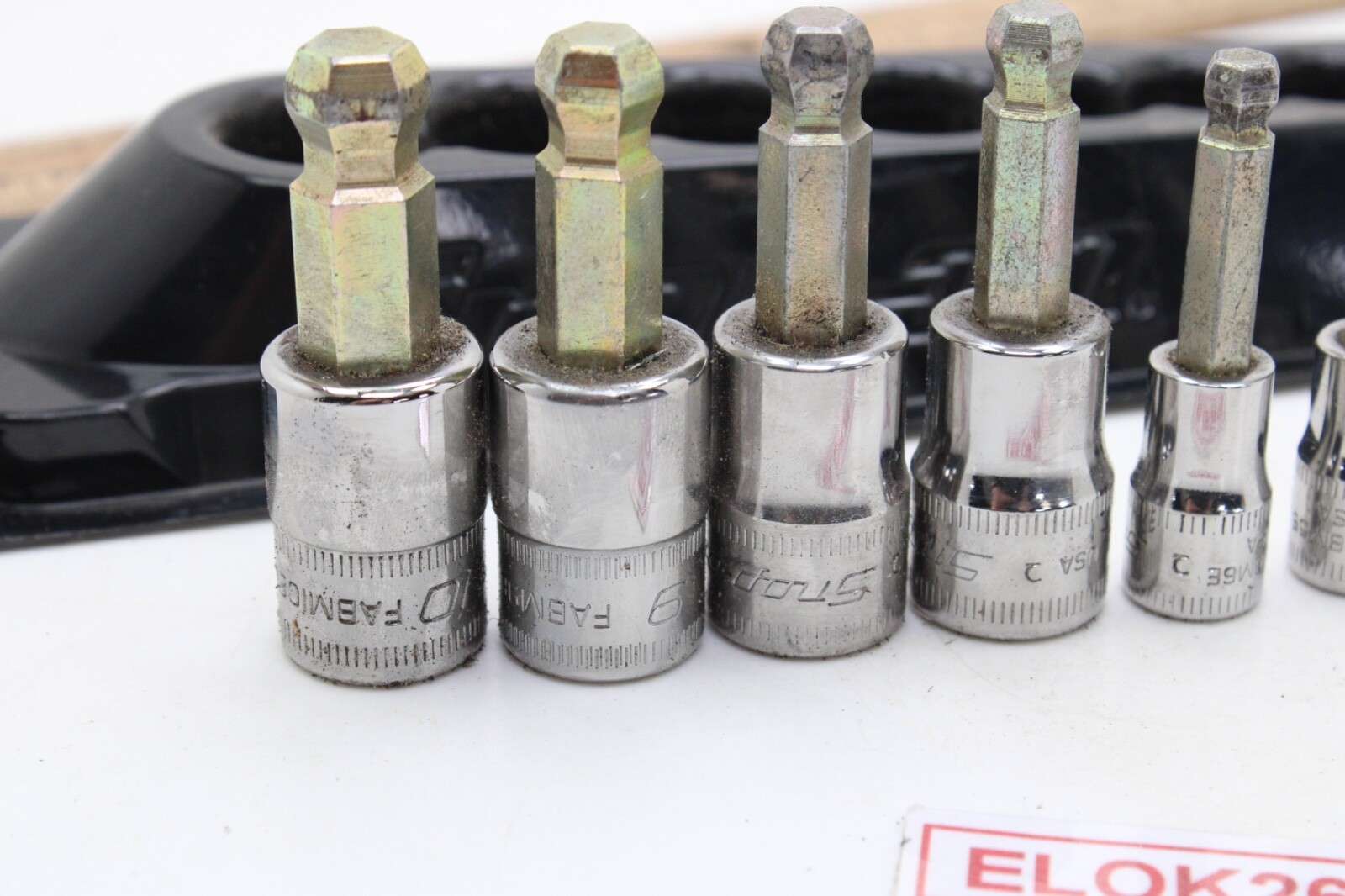 Snap-on 208EFTAMBTY 1/4 3/8 Dr. 3-10mm Ball End Hex Sockets Magnetic Holder USA