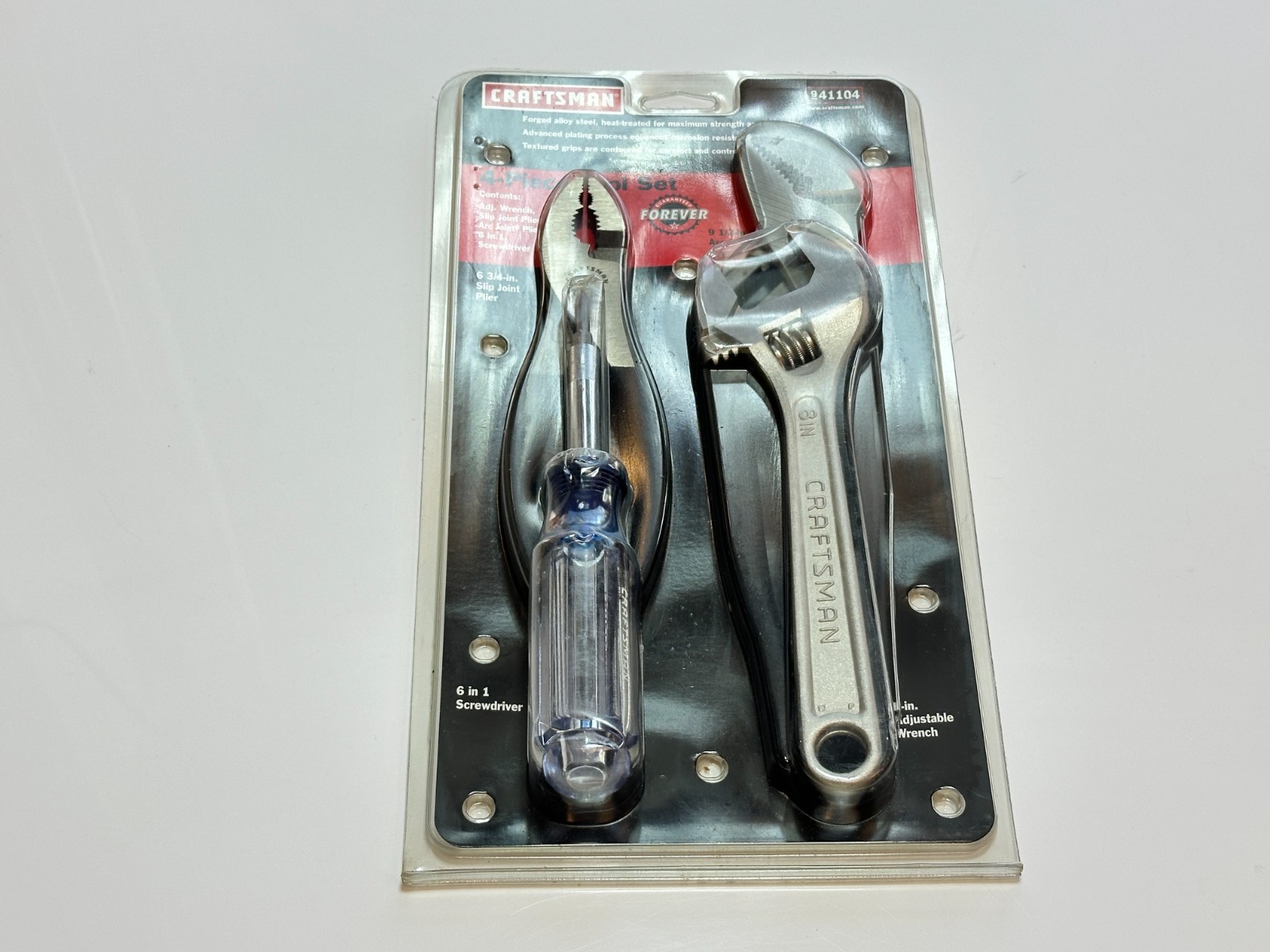 NOS Sears Craftsman USA 41104 4pc Tool Set, Adjustable Pliers 6-in-1 Screwdriver