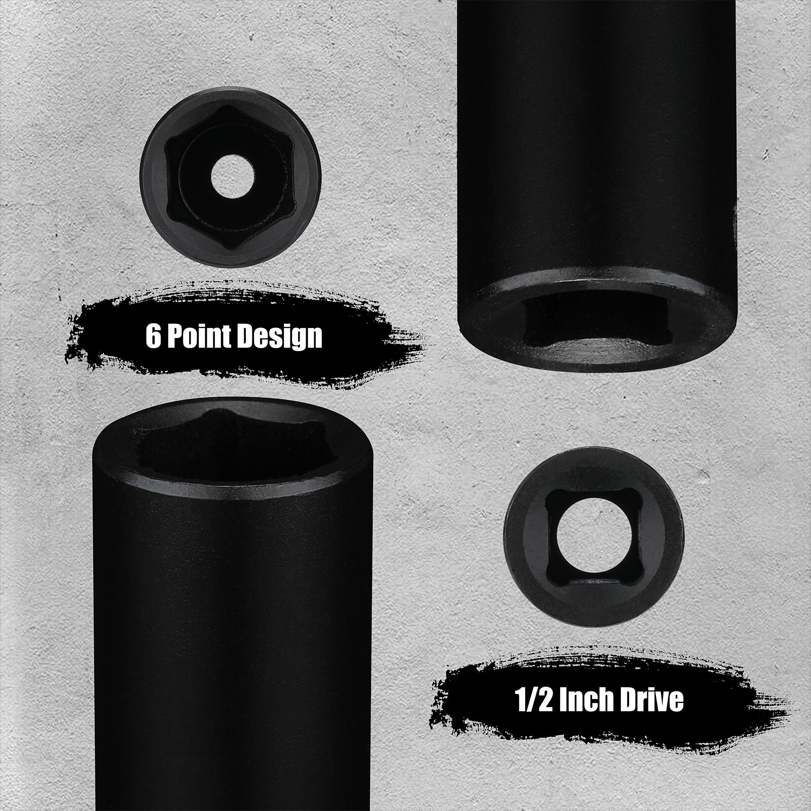 11 Pieces 1/2-Inch Drive Deep Metric Impact Socket Set, 6-Point, 10mm – 24mm