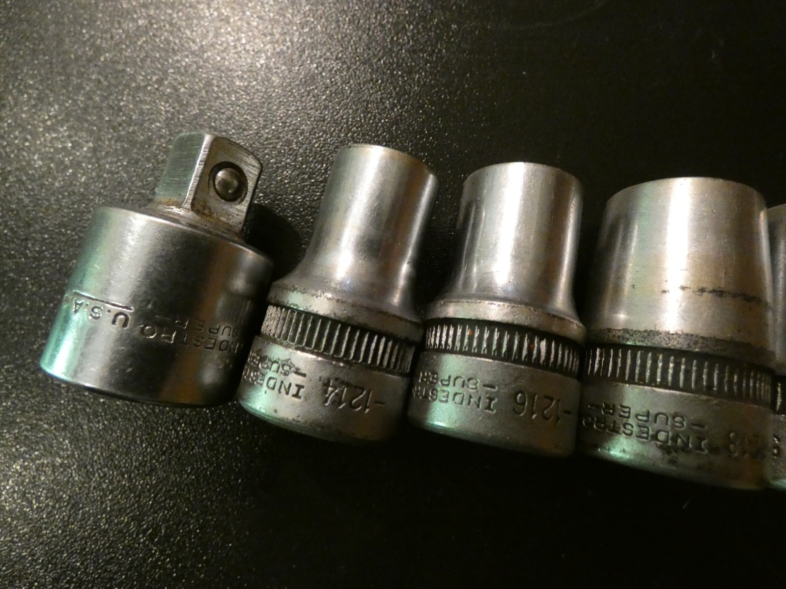 Indestro Super USA 10 pc. 1/2dr. 12pt. Socket Set 7/16-1″ + 1/2 to 3/8 adapter