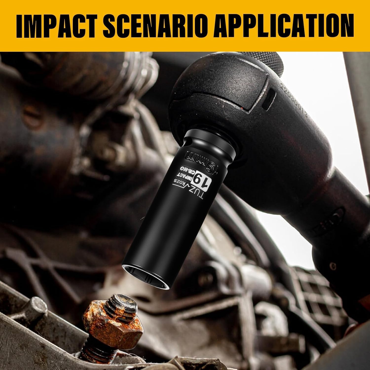 19mm Deep Impact Socket – 1/2″ Drive CR-MO, 6-Point Precision for Easy Removal