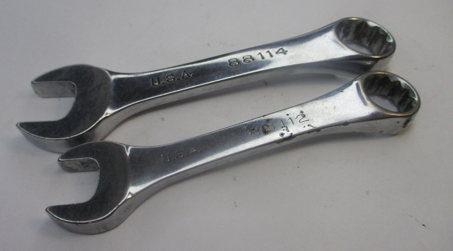 SK 2pc Metric 88112 12mm 88114 14mm 12 Point Stubby Combination Wrench USA