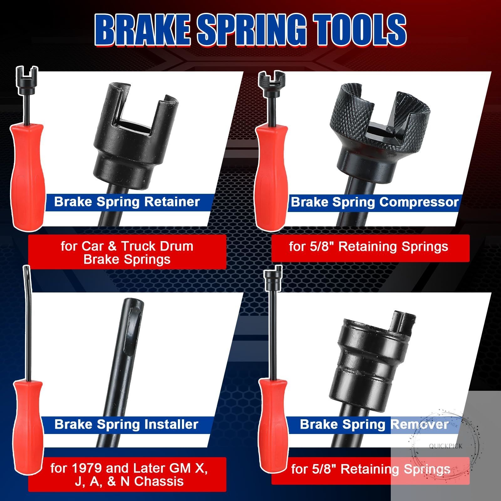 8PCS Drum Brake Tool Kit Brake Spoon Set with Drum Brake Spring Pliers, Brake Sp