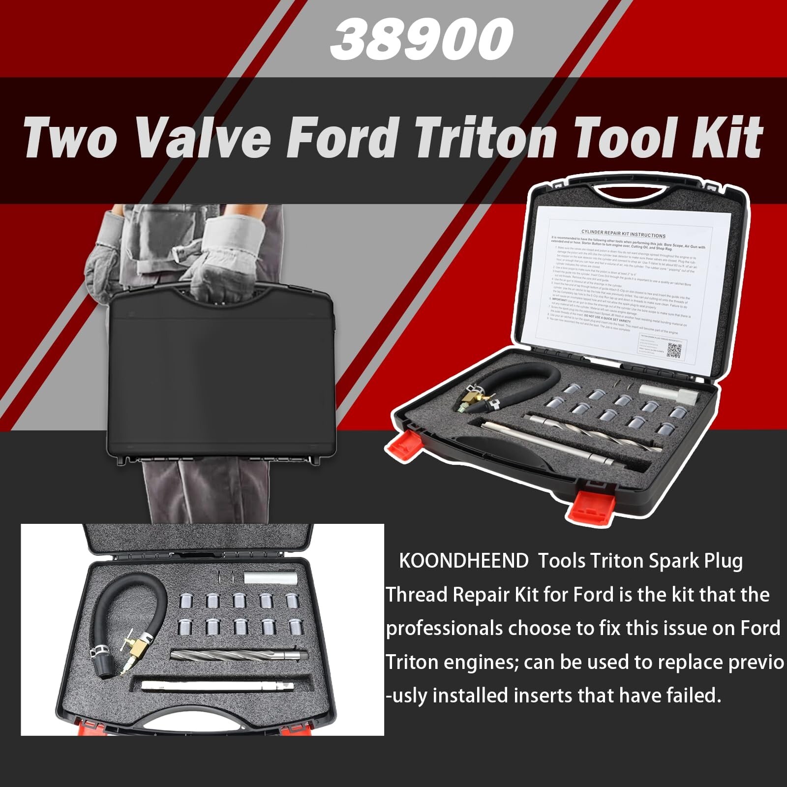 38900 Thread Repair Kit for Spark Plug (including Thread Repair Tool)