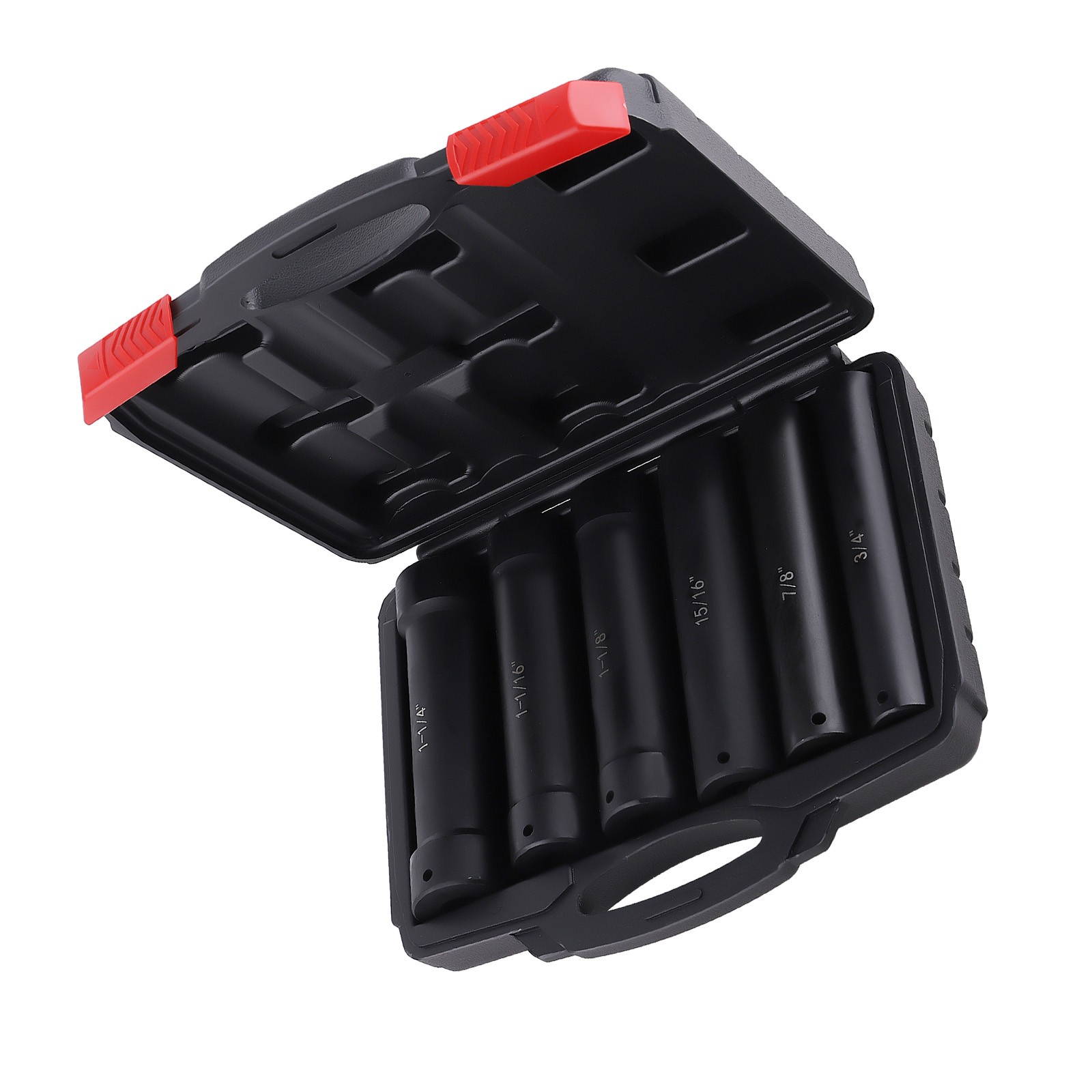 6* 1/2 Inch Drive Extended Length Impact Socket Set Heavy Duty W/ Storage Case