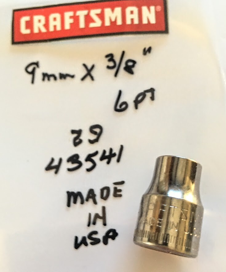 Craftsman 9 mm x 3/8″ Dr Socket G2 43541 – 6 Pt – Made in USA – Free USA Ship