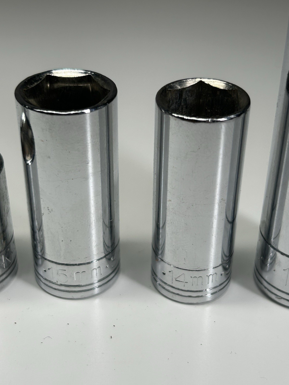 S-K USA Socket Lot 8pc 3/8 & 1/2 Drive Deep Standard 10-19mm 13/16 7/8