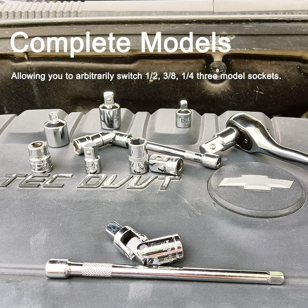 6 Piece Socket Adapter and Reducer Set, 1/4″, 3/8″, 1/2″ Chrome Vanadium Stee…