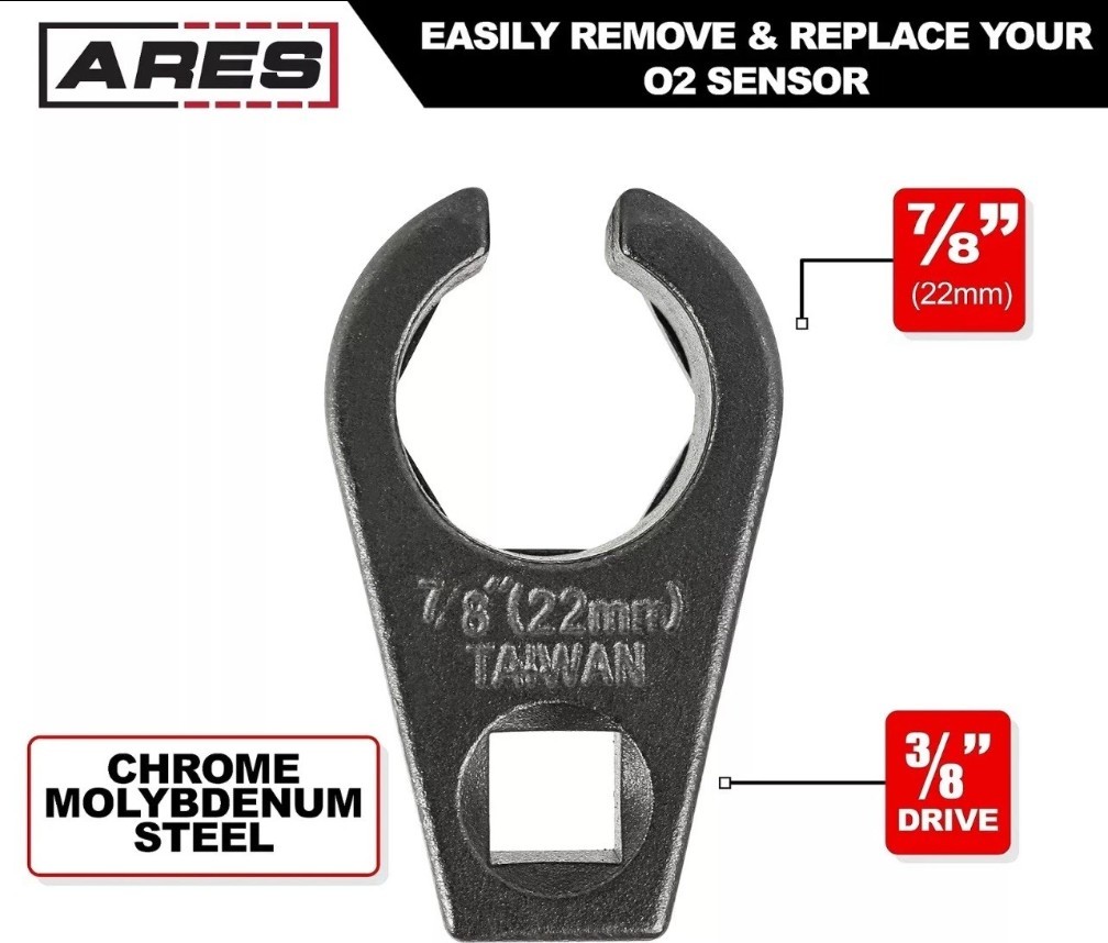 ARES 70039-3/8-Inch Drive by 7/8-Inch (22mm) Offset Oxygen Sensor Socket – Wi…
