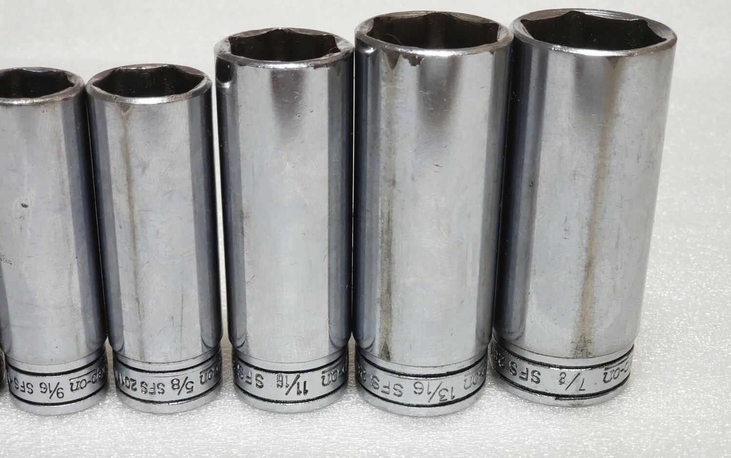 LOT OF 10 Snap On SFS081 (1/4″) TO SFS231 (7/8″) 3/8″ drive 6 point deep socket