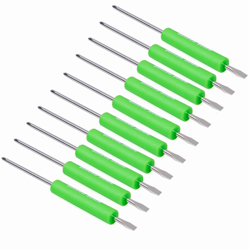 10PCS Mini Pocket Screwdriver Flat Tip w/ Magnet and Clip Phillips Slotted Flat