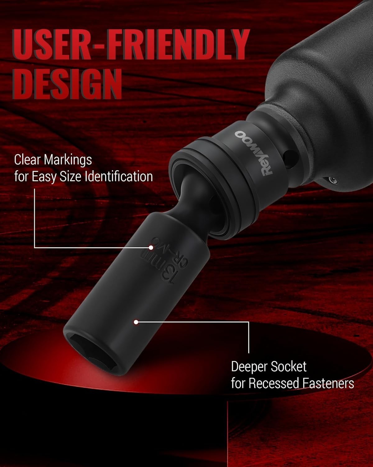 Durable 10-Piece 3/8″ Drive Deep Socket Set with Vibration Absorption Technology
