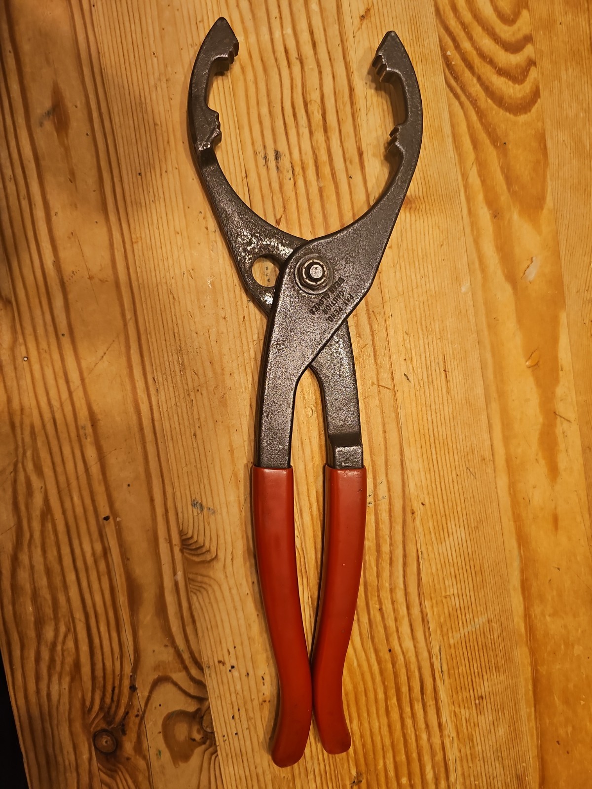 Red 12″ Adjustable Oil Filter Pliers with Non-Slip Handles
