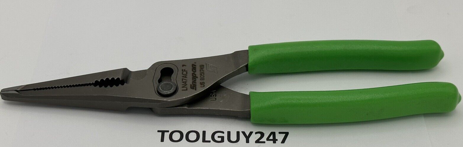 SNAP ON TOOLS USA GREEN 9″ Talon Grip Long Nose Slip Joint Pliers LN47ACF G NEW