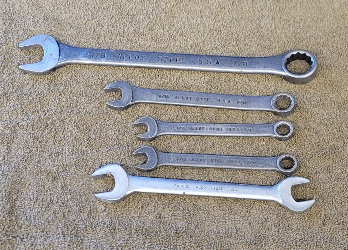 5 Blackhawk Combination Open End Wrench Sae 7/8 11/16 5/8 9/16 7/16″ Black BW