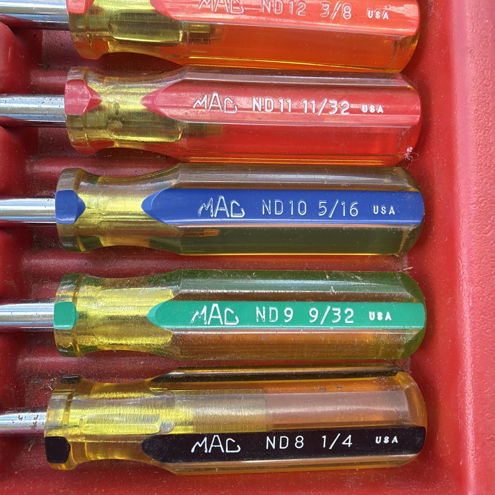 MAC TOOLS 7 PIECE SAE NUT DRIVER SET 1/4 TO 1/2 With Organizer