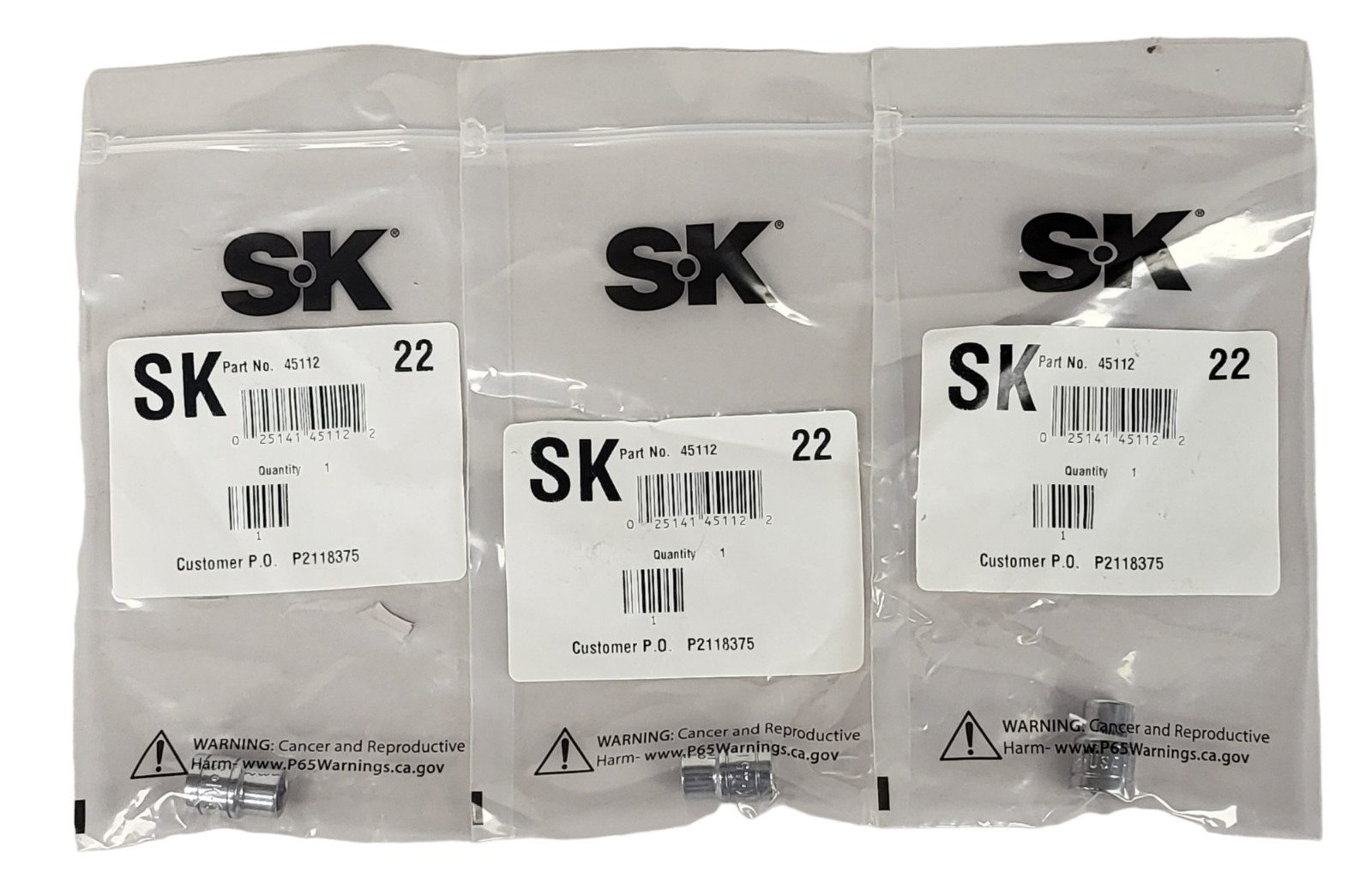 (3 PACK) NEW SK Tools 45112 Chrome 3/8″ 6 Point 3/8″ Drive Shallow Socket