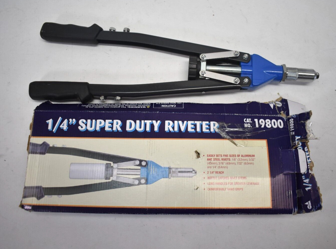 Tool Aid 1/4″ Heavy Duty Riveter Rivet Gun For Steel/Aluminum Rivets 19800 READ