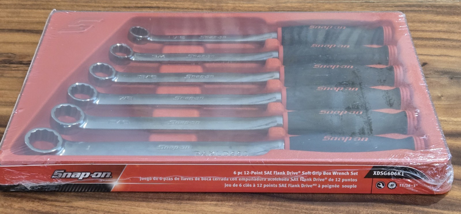 Snap-on 6PC SAE RED Soft Grip Box End Wrench Set XDSG606K1 (NEW SEALED)