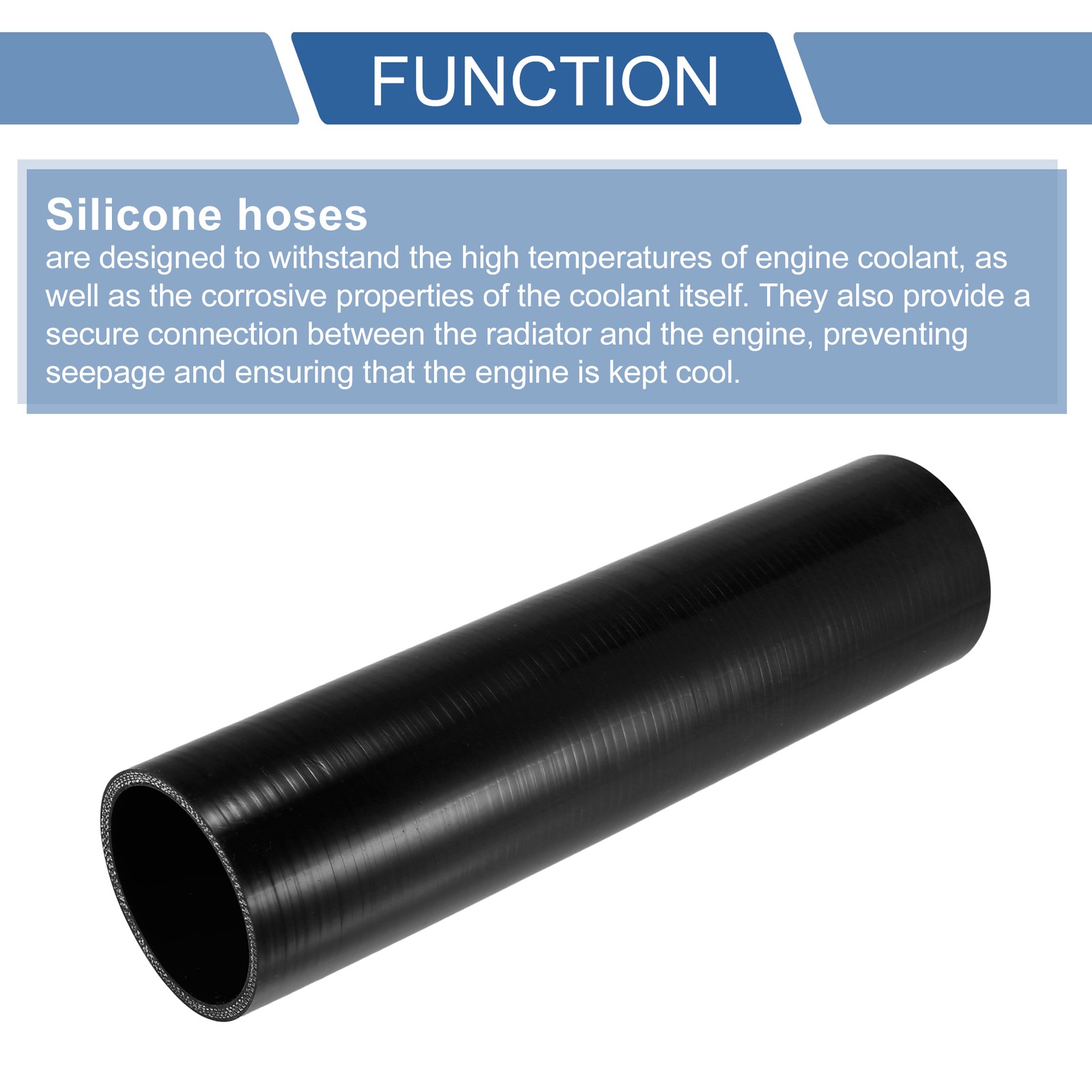 68mm 2.68″ ID 300mm / 11.81″ Length 0 Degree Black Silicone Car Tube