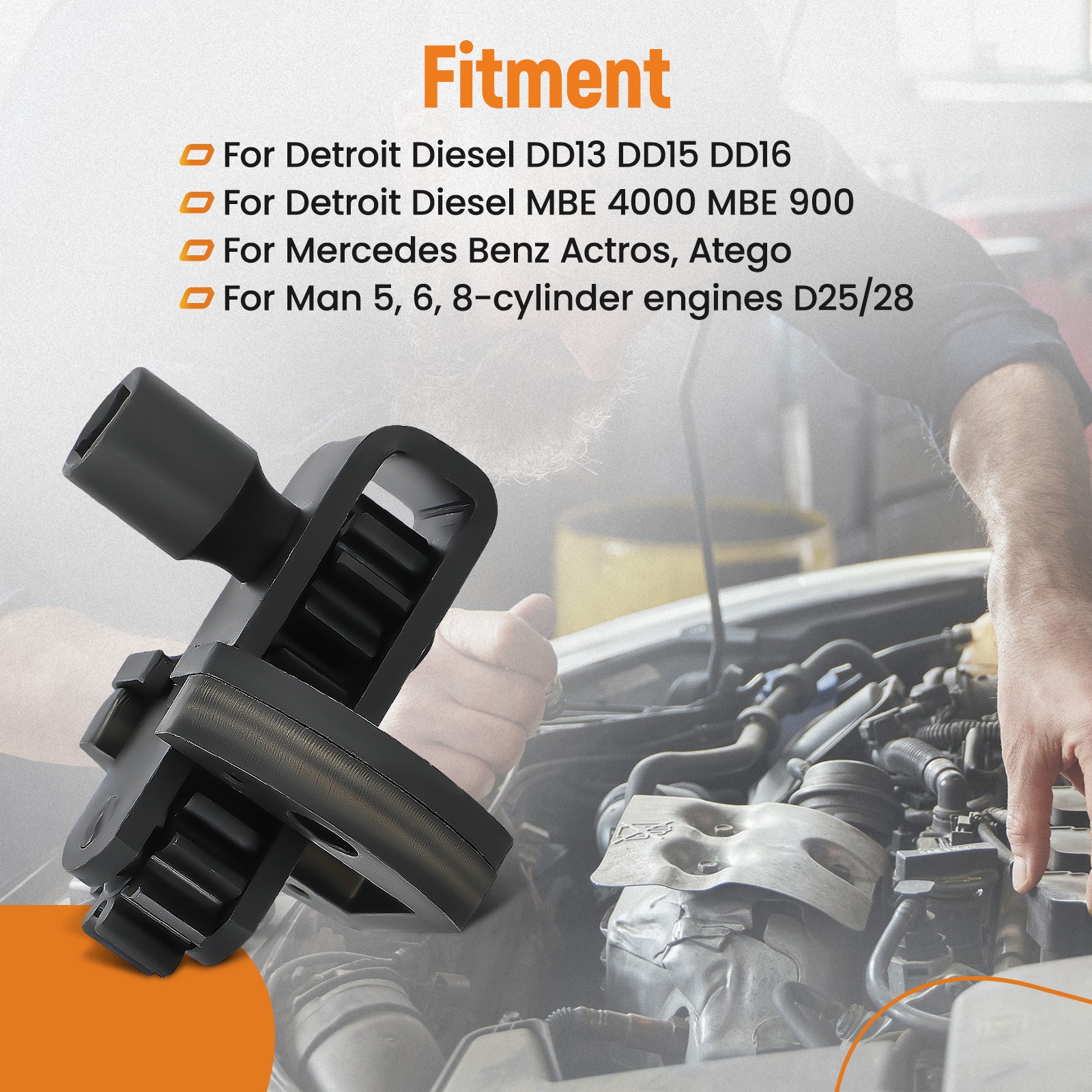 Engine Barring Tool for Detroit Diesel DD13, DD15, DD16, MBE4000, MBE900