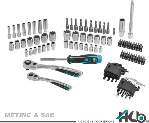 HB 96-Piece 1/4″ & 3/8″ 96PC DR. + NON-SLIP (120T), Silver