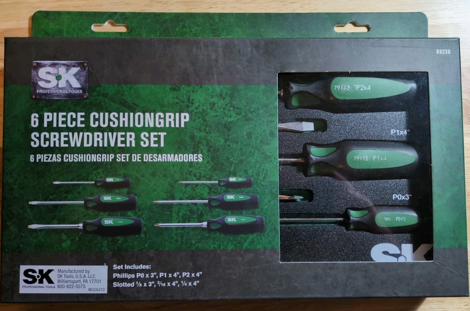 SK Professional Tools 6 Piece Cushion Grip Screwdriver Set New LIFETIME WARRANTY