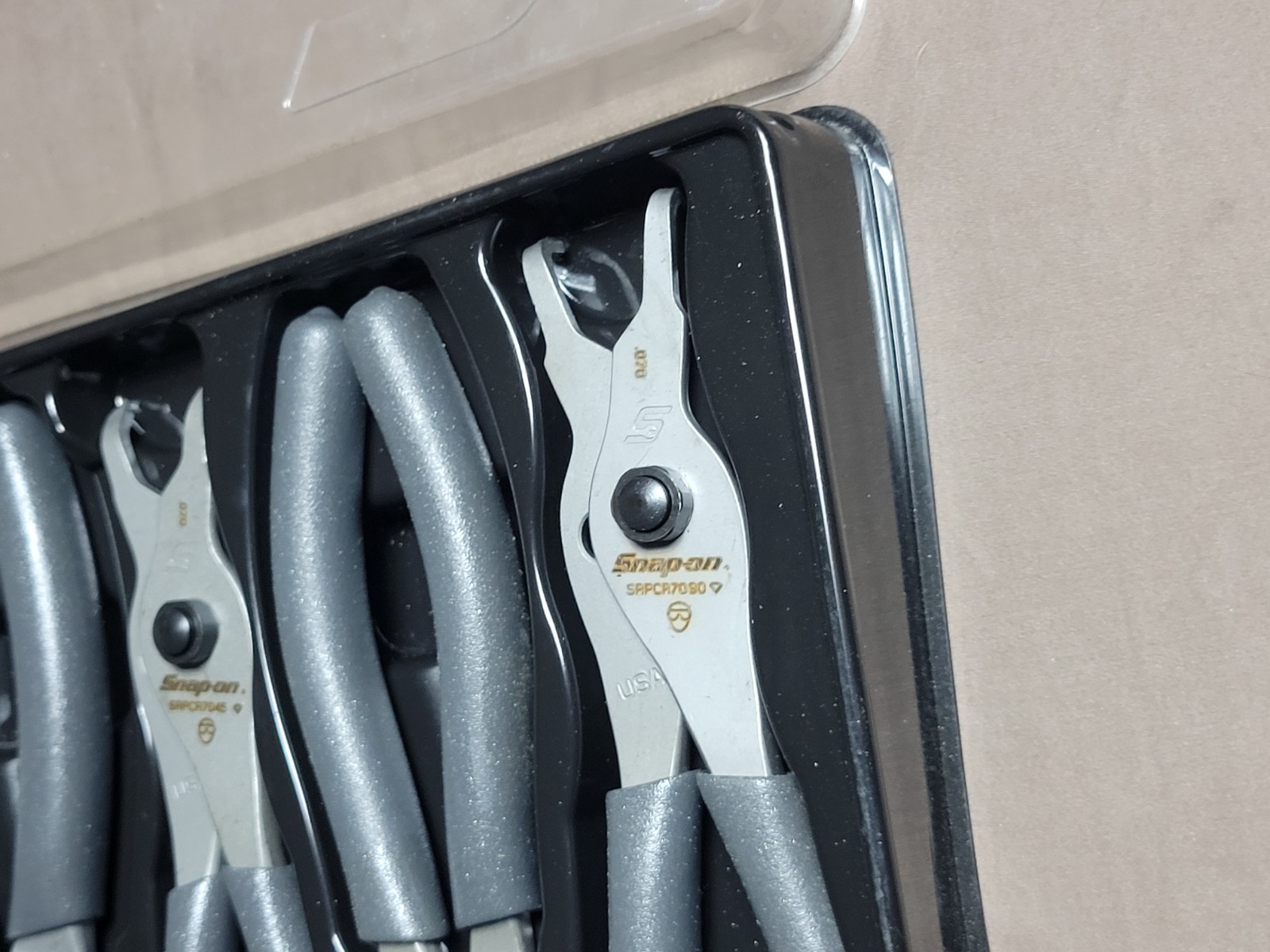 Snap-On 7 Piece Snap Ring Plier Set Grey Soft Grip Handle Set SEE DESCRIPTION