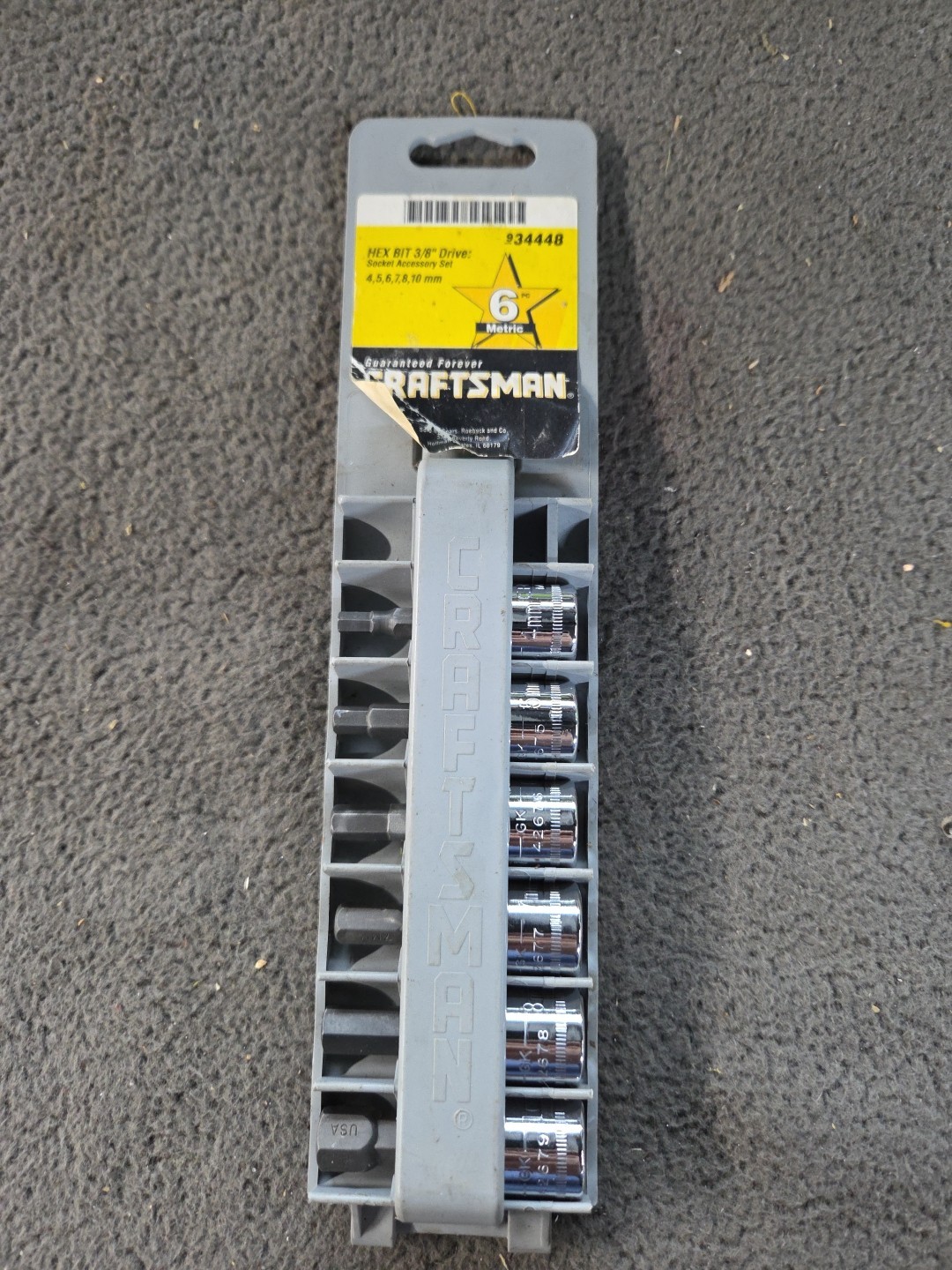 NOS SEARS Craftsman Hex Bit 6pc Socket Accessory Set 3/8″ Dr METRIC GK 34448 USA