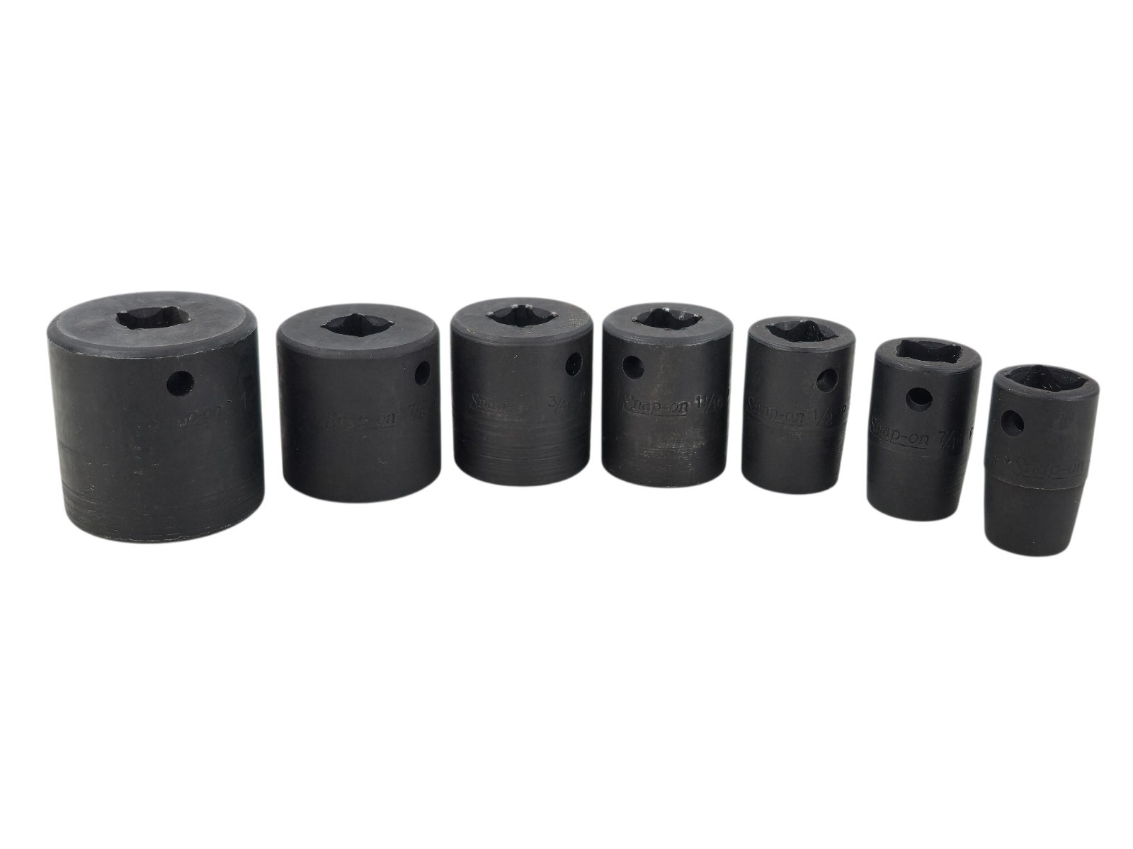 7 SNAP-ON 1/2″ DRIVE 8 POINT SAE SHALLOW DOUBLE SQUARE POWER SOCKETS